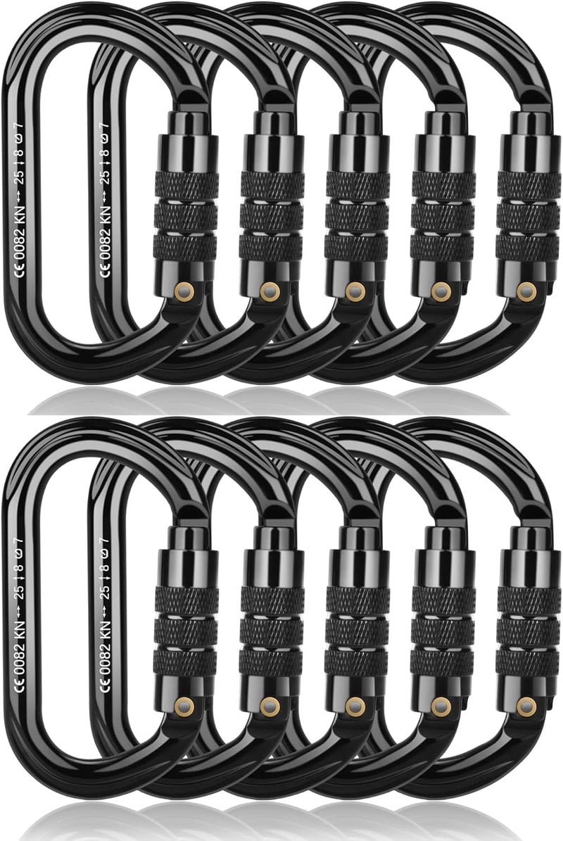 FVW CE Certified Auto Locking Climbing Carabiners, Professional 25KN (5620 lbs) Heavy Duty Caribeaners for Rappelling Swing Rescue & Gym etc, Large D-Shaped Carabiners - Image 1
